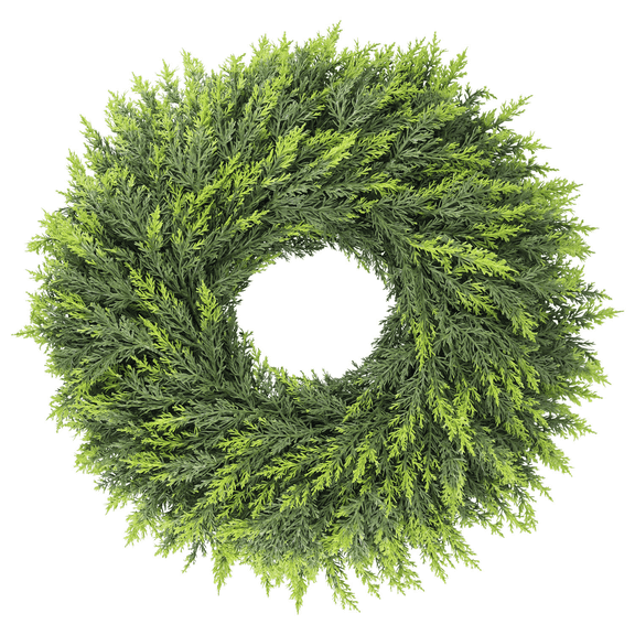 Christmas Artificial Cypress Wreath,24Inch Green Cedar Front Door Wreath, All Season Faux Evergreen Wreath for Front Door, Window, Farmhouse Wall, Spring Winter Christmas Home Decor
