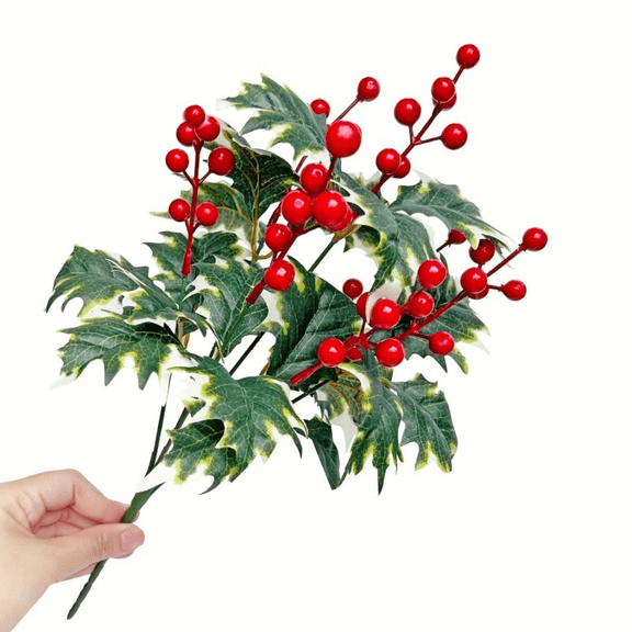 Christmas Artificial Fake Flowers Red Berries Bouquet Wedding Home Party Decor