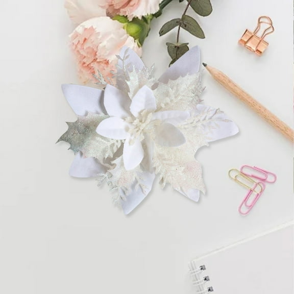 Christmas Artificial Faux Flowers Lifelike Spray With Velvety Soft Flocked Frosting And Green Leaves For Long Lasting Décor Centerpieces And Festive Holiday Arrangements Wedding Table Decor