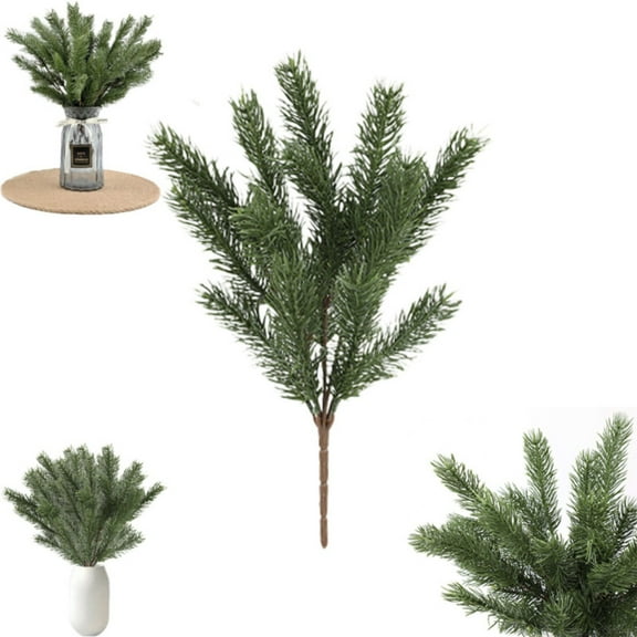 Christmas Artificial Flowers Artificial Branches 35cm Green Cedar Branches Christmas Flower Arrangement Table Center Winter Decoration Arrangements Wedding Table Decor