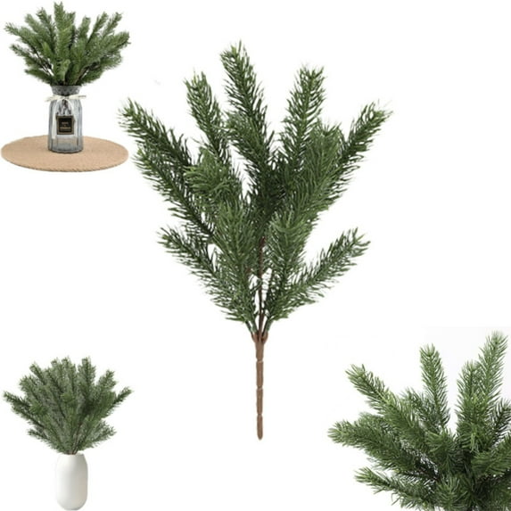 Christmas Artificial Flowers Artificial Branches 35cm Green Cedar Branches Christmas Flower Arrangement Table Center Winter Decoration Arrangements Wedding Table Decor