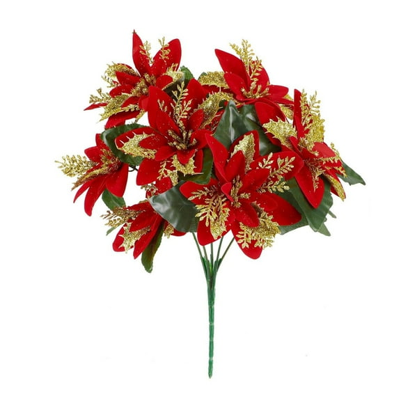 Christmas Artificial Flowers Christmas Glitter Artificial Bushes Flowers Bushes Plants Christmas Decorations Ornaments For Indoor Outdoor Arrangements Wedding Table Decor