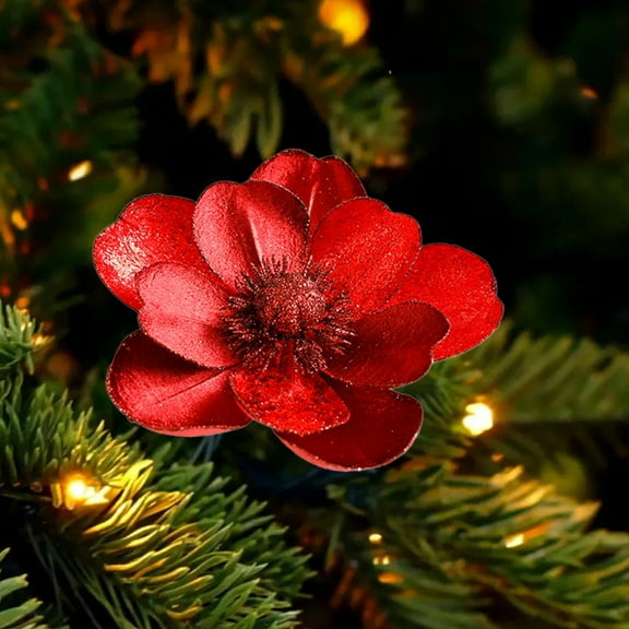 Sahpxhe Christmas Artificial Flowers Christmas Wreath DIY Ornaments, Exquisite Faux Flower for Christmas Tree Decorations Flower Arrangement 5.9x5.9 Inch Gold