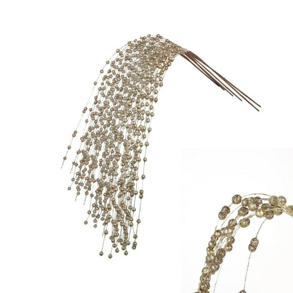 Christmas Artificial Glitter Branches,Set of 6 Decorative Christmas Picks for Home,QZS Gold Glitter Berry Decorations for Garland,Wreath