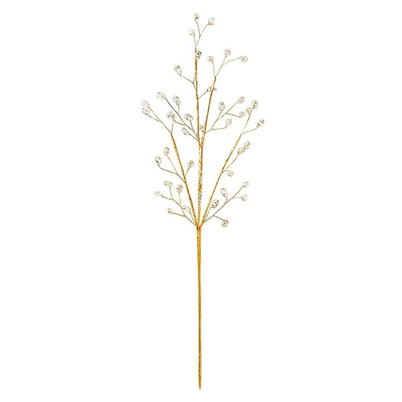 Christmas Artificial Gold Berry Stems, Xmas Gold Glitter Berry Picks Holly Branches for Christmas Tree Ornaments Xmas Wreath DIY Crafts Home Holiday Decor, 2 Sizes