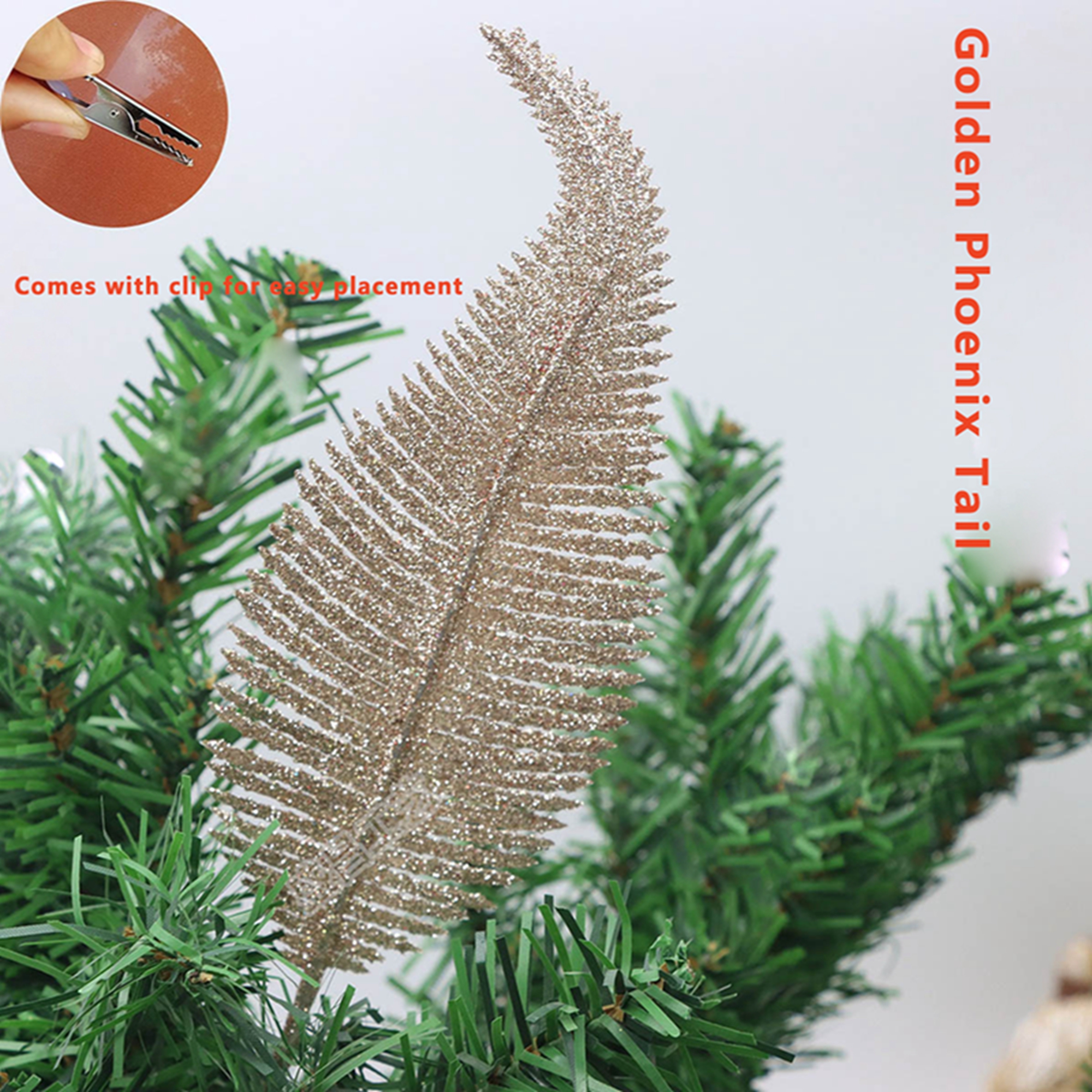 Christmas Artificial Leaf Sprays Cedar Picks Gold Glittered Christmas