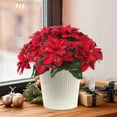 thumbnail image 1 of Christmas Artificial Poinsettia Flower Bouquet – 7-Head Silk Poinsettia, Flannel Simulation Christmas Flowers, Greenery for Holiday Decorations, Table, Home, Party, 1 of 6