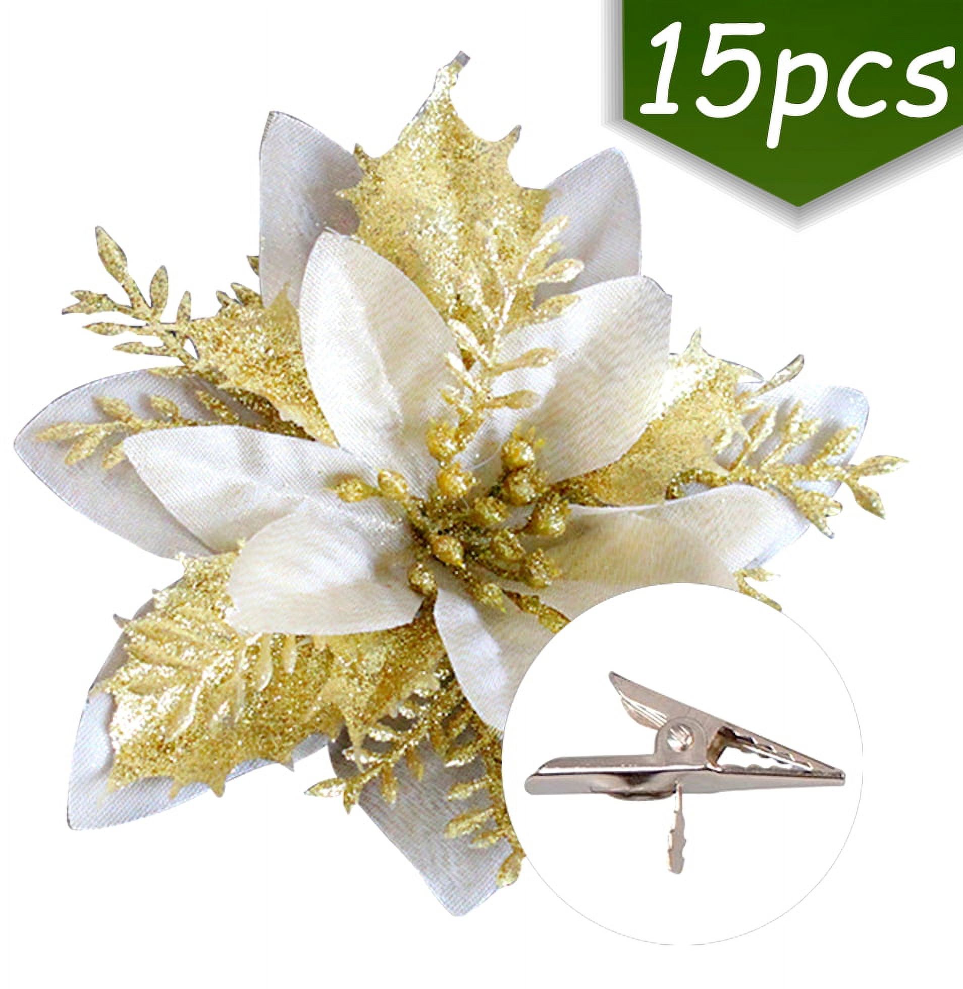 BadPiggies 12pcs 15cm Glitter Artificial Flowers Christmas Tree