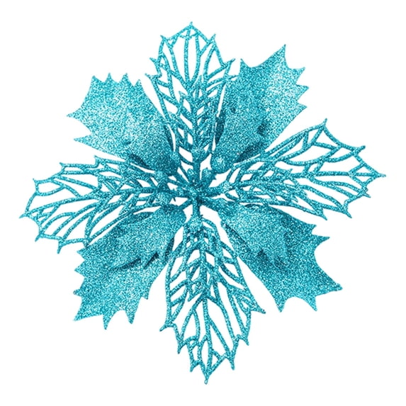 Christmas Artificial Poinsettia Flowers,Glitter Flower Christmas Decorations,4.33 Inch Glitter Poinsettia Christmas Ornaments,Christmas Tree Flower Decoration Diy Xmas Wreath Mantle Decor