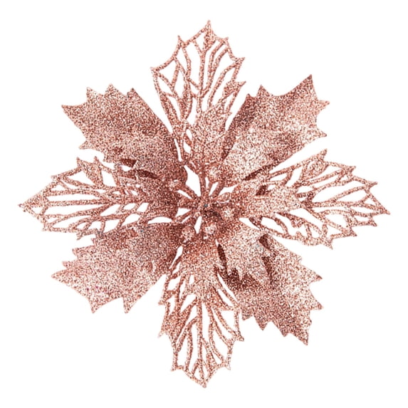 Christmas Artificial Poinsettia Flowers,Glitter Flower Christmas Decorations,4.33 Inch Glitter Poinsettia Christmas Ornaments,Christmas Tree Flower Decoration Diy Xmas Wreath Mantle Decor