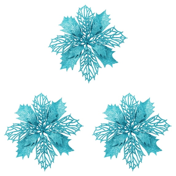 Christmas Artificial Poinsettia Flowers,Glitter Flower Christmas Decorations,4.33 Inch Glitter Poinsettia Christmas Ornaments,Christmas Tree Flower Decoration Diy Xmas Wreath Mantle Decor