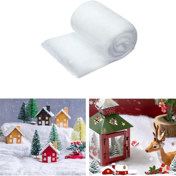 Christmas Artificial Snow Blanket Roll, Fake Snow Carpet Roll for Christmas Tree Base, Fluffy White Snow Sheet Winter Holiday Decor for Xmas Village, Party, Display & Indoor Scene Decoration