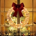 thumbnail image 1 of Christmas Artificial Wreath Decor,Handmade Ribbon LED Wreath Big Red Bow Garland for Front Door,Pre-lit Christmas Wreath for Home Door Wall Festival Holiday Christmas Decoration(19in), 1 of 7