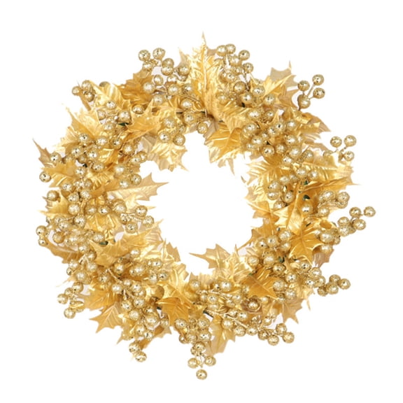 Christmas Artificial Wreath Gold Silver Foam Powder Fruit Hanging Garland for Home Farmhouse Front Door Window Wall Decor Gift