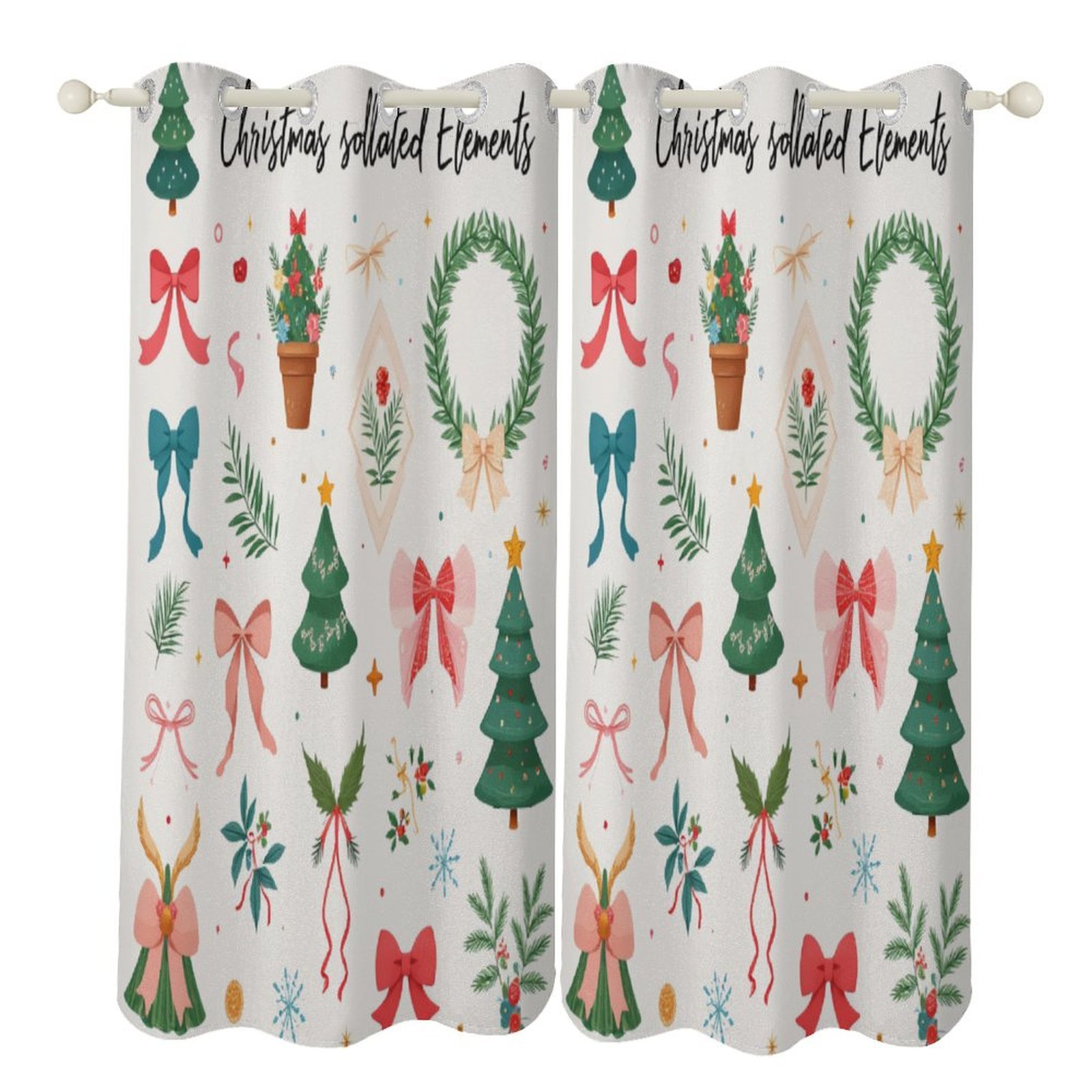 Christmas Assorted Elements Collection 2 Panels Blackout Curtains for ...