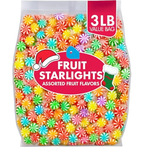 Christmas Assorted Fruit Starlights - 3 LB - Pinwheel Candies - Flavored Hard Candy - Individually Wrapped - Office, Desk, Classroom 636375
