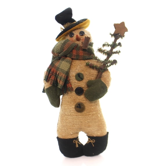 Christmas Button Snowman W/Pipe Fabric Primitive Style Tree Ta9037