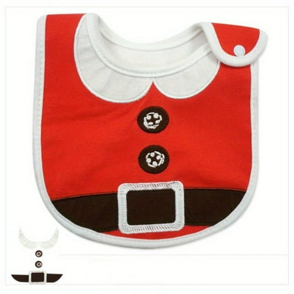 Christmas Baby Bibs 4 Pack, Santa Design, Soft Cotton, Absorbent & Adjustable for Drooling & Feeding