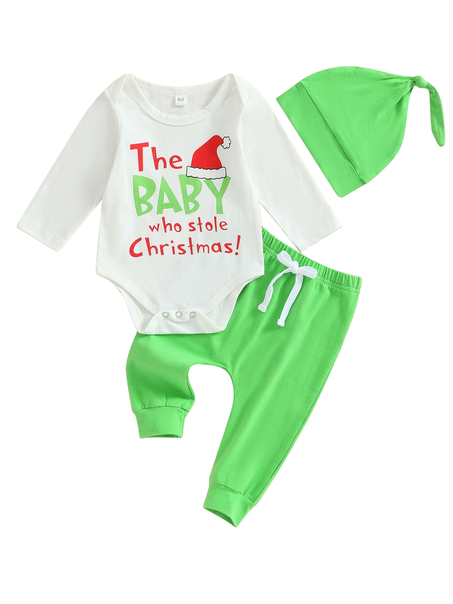 Christmas Baby Boy Outfit Who Steal Your Christmas Romper Green Pants