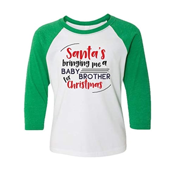Christmas Baby Brother for Christmas Youth Baseball Tee-Green-XL