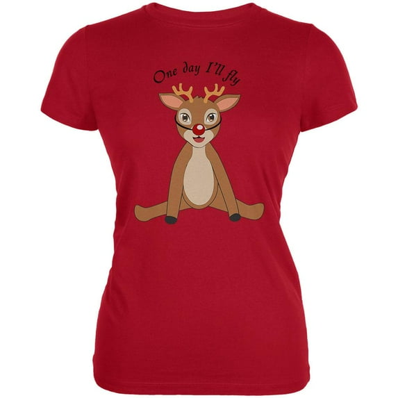 Christmas Baby Deer Fawn Juniors Soft T Shirt Red 2XL