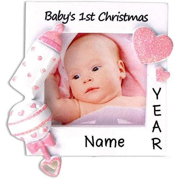 Christmas Baby Frame (Pink) Personalized Christmas Ornament 2021 | Custom Christmas Baby Frame (Pink) Ornament Gift