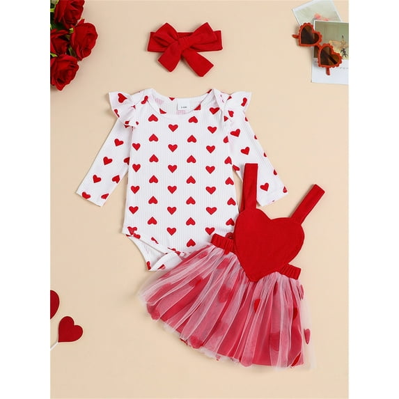 Christmas Baby Girl Outfit Cute Elk Ruffle Sleeve Romper Overall Dress Infant Girls Skirt Sets