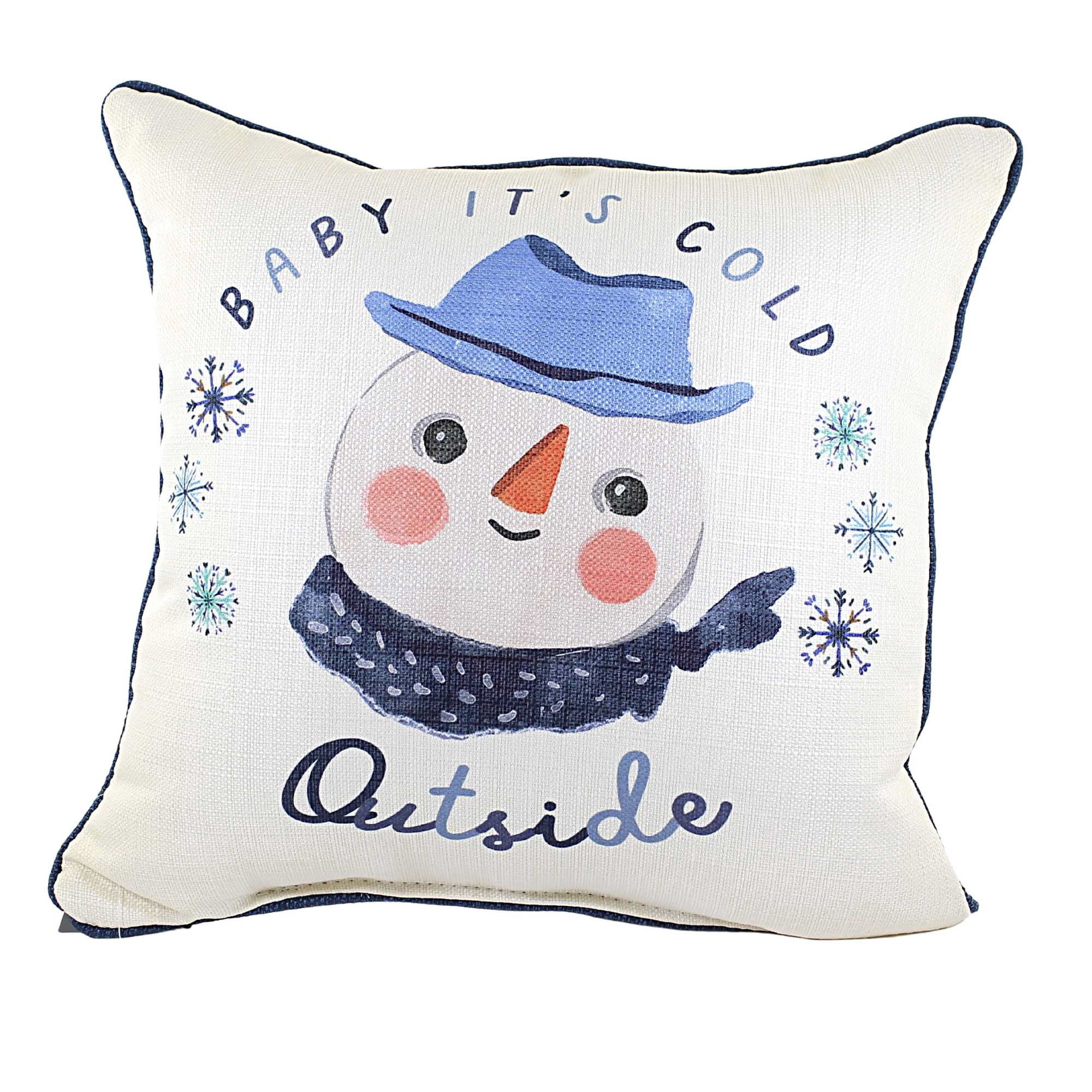 Christmas Baby It's Cold Outside Pillow Fabric Snowman Flake Home Decor Chr0176