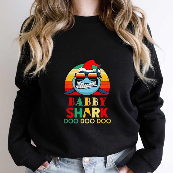 Christmas Baby Sharks Funny Retro Vintage Holiday Graphic SW15634 Unisex Sweatshirt, Up to Size 5XL