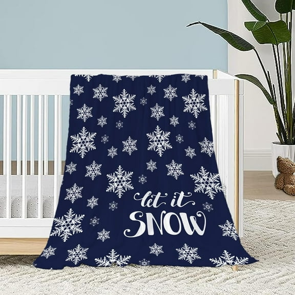 Christmas Baby Throw Blanket Small Blue Christmas Snowflake Blanket Xmas Winter Holiday Blanket Toddler Swaddle Lap Soft Lightweight Fuzzy Plush Fleece Blankets and Throws 30x40