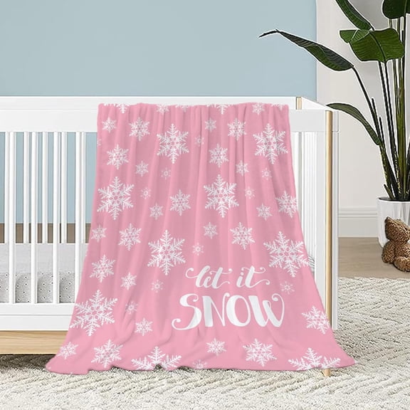 Christmas Baby Throw Blanket Small Pink Christmas Snowflake Blanket Xmas Winter Holiday Blanket Toddler Swaddle Lap Soft Lightweight Fuzzy Plush Fleece Blankets and Throws 30x40