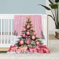 thumbnail image 1 of Christmas Baby Throw Blanket Small Pink Christmas Tree Blanket Xmas Winter Holiday Blanket Toddler Swaddle Lap Soft Lightweight Fuzzy Plush Fleece Blankets and Throws 30x40, 1 of 1