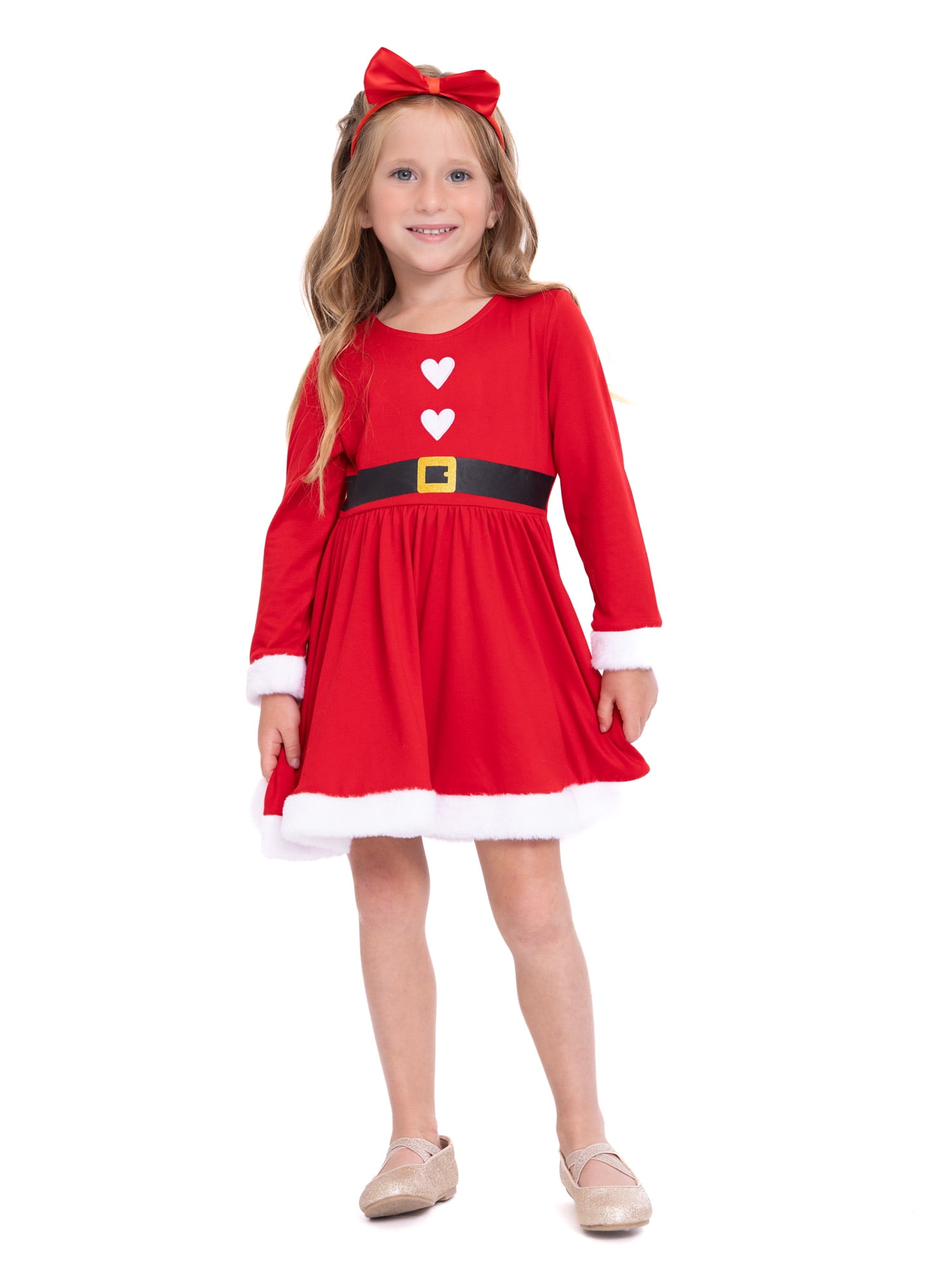 Christmas Baby and Toddler Girls Santa Dress with Hat 2 Piece Sizes 12M 5T