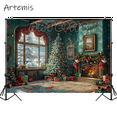 Christmas Backdrop Cozy Rusticstyle Room Christmas Tree Holiday Cheer