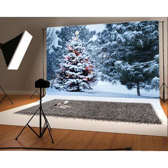 Christmas Backdrop Snow 7x5ft Photography Backdrop Christmas Tree Decoration Pine Forests Winter Festival Celebration Children Baby Kids Photos Shooting Video Studio Props