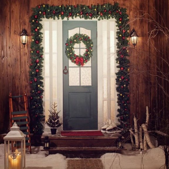 Christmas Backdrop Tree Wood Board Floor Winter Snow Deer Light Gift New Year Party Child Baby Photo Background For Photo Studio