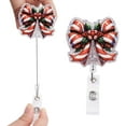 thumbnail image 1 of Christmas Badge Reels, 1 x Badge Reel Retractable Holder with Clip Cute Retractable Christmas Bow tie Baguette Name ID Badge Holder for Nurses Doctor Teacher Students, 1 of 6