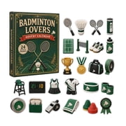 Christmas Badminton Lovers Advent Calendar 2026, 24Pcs 2D Acrylic Ornaments Collection, Green Court Sports Countdown Calendar with Daily Surprise, Holiday Gift for Athletes