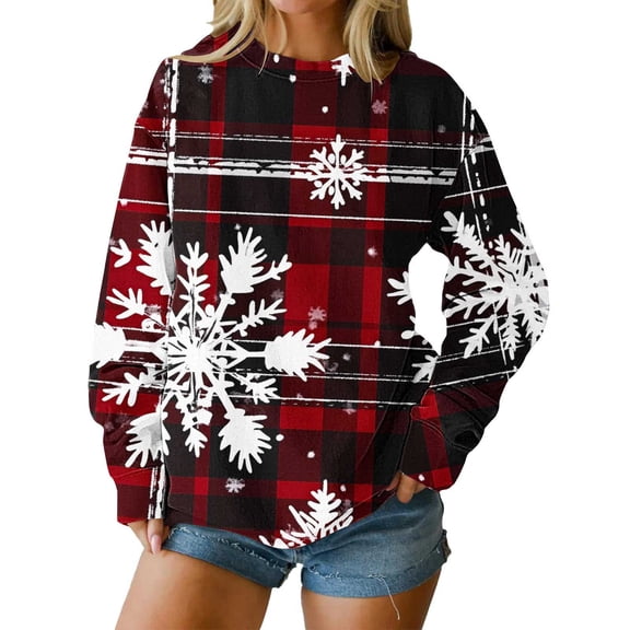 Christmas Baggy Sweatshirts for Women Xmas Printed Dropped Long Sleeve Fashion Graphic Holiday Pullover Tops (2XL, White)