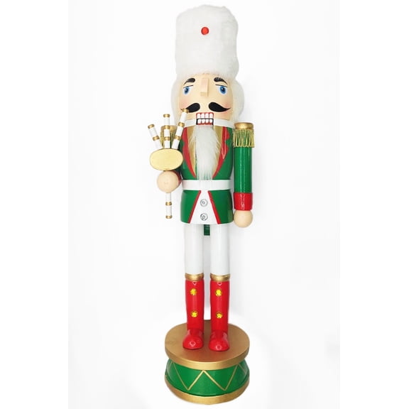 Wizardi Classic Wooden Festive Decoration - Christmas Bagpipes Nutcracker F07M14-32-N01819B