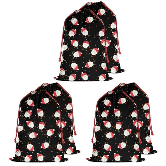 Christmas Bags Drawstring,Black Christmas Santa Pattern Large Xmas Christmas Gift Bags,Reusable for Xmas and New Year Party Favors and Supplies,27.6" X 19.7"