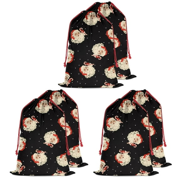 Christmas Bags Drawstring,Black Christmas Santa Pattern Large Xmas Christmas Gift Bags,Reusable for Xmas and New Year Party Favors and Supplies,27.6" X 19.7"