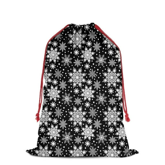 Christmas Bags Drawstring,Black Christmas Snowflake Pattern Large Xmas Christmas Gift Bags,Reusable for Xmas and New Year Party Favors and Supplies,27.6" X 19.7"