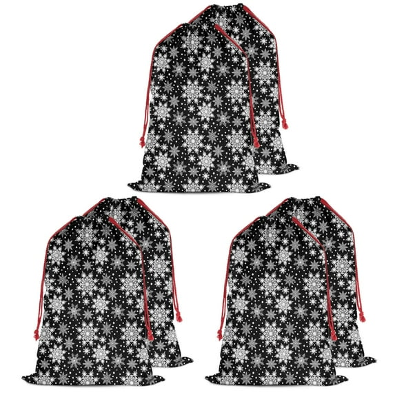 Christmas Bags Drawstring,Black Christmas Snowflake Pattern Large Xmas Christmas Gift Bags,Reusable for Xmas and New Year Party Favors and Supplies,27.6" X 19.7"
