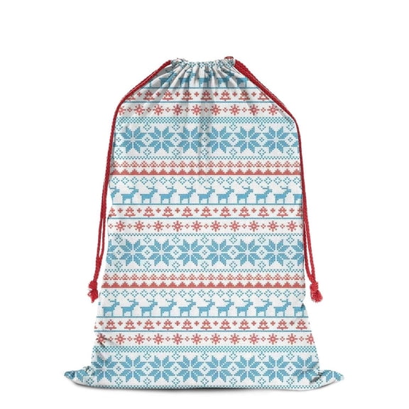 Christmas Bags Drawstring,Blue and Red Christmas Pattern Large Xmas Christmas Gift Bags,Reusable for Xmas and New Year Party Favors and Supplies,27.6" X 19.7"