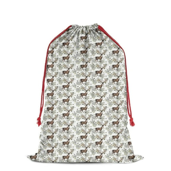 Christmas Bags Drawstring,Brown Christmas Deer Pattern Large Xmas Christmas Gift Bags,Reusable for Xmas and New Year Party Favors and Supplies,27.6" X 19.7"