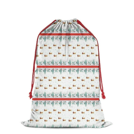 Christmas Bags Drawstring,Christmas Tree and Bird Pattern Large Xmas Christmas Gift Bags,Reusable for Xmas and New Year Party Favors and Supplies,27.6" X 19.7"
