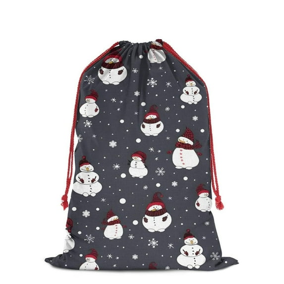 Christmas Bags Drawstring,Dark Christmas Snowman Pattern Large Xmas Christmas Gift Bags,Reusable for Xmas and New Year Party Favors and Supplies,27.6" X 19.7"