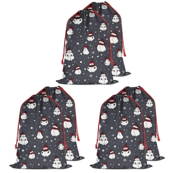 Christmas Bags Drawstring,Dark Christmas Snowman Pattern Large Xmas Christmas Gift Bags,Reusable for Xmas and New Year Party Favors and Supplies,27.6" X 19.7"