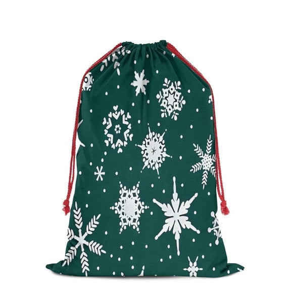 Christmas Bags Drawstring,Green Christmas Snowflake Pattern Large Xmas Christmas Gift Bags,Reusable for Xmas and New Year Party Favors and Supplies,27.6" X 19.7"
